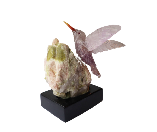 Amethyst hummingbird carving by Peter Muller