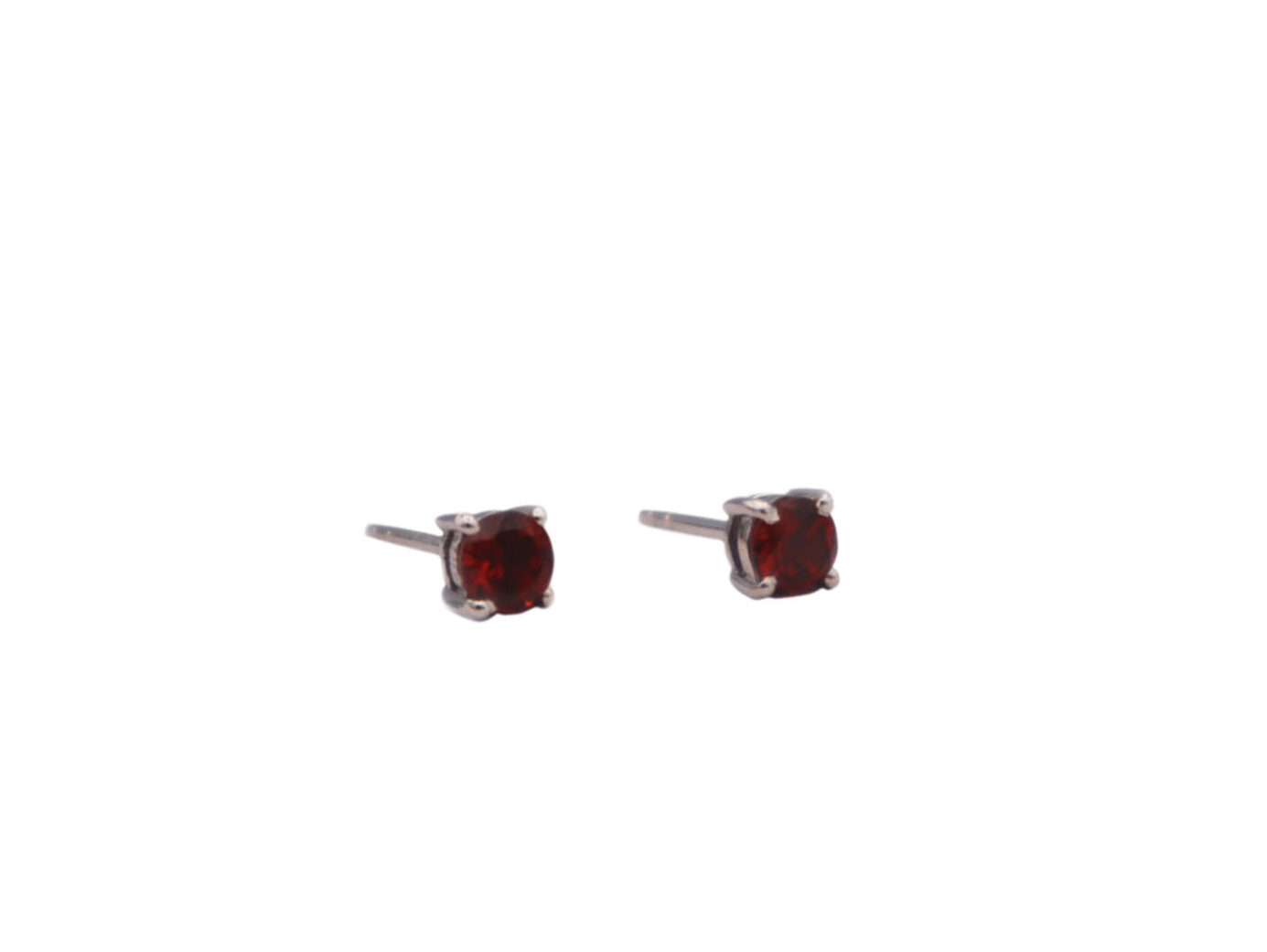 thumbnail image 2 of Classic Oval Red Garnet Stud Earrings – Silver Plated, Lab-Created Gemstones 2 of 2
