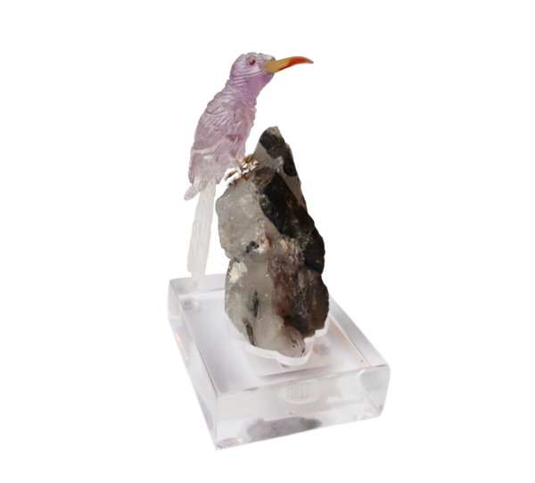 Amethyst hummingbird carving by Peter Muller