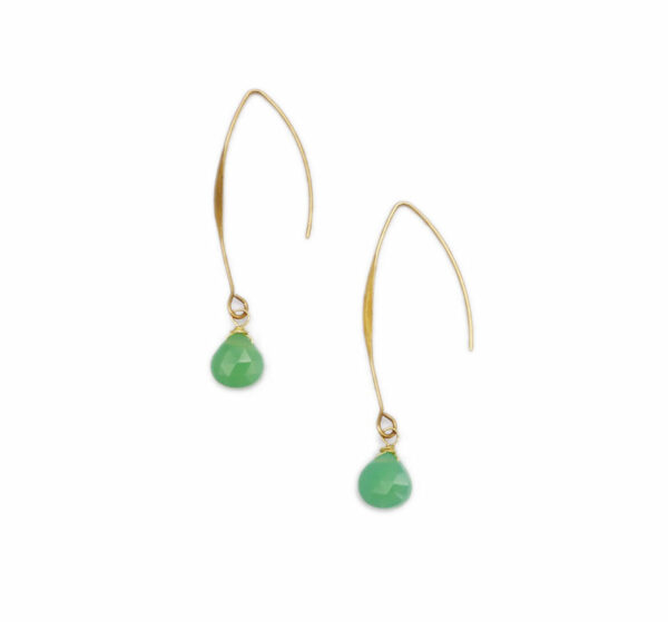 Chrysoprase wire drop earrings