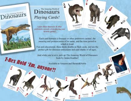 Dinosaur Playing Cards 52 Different Images with Identification 