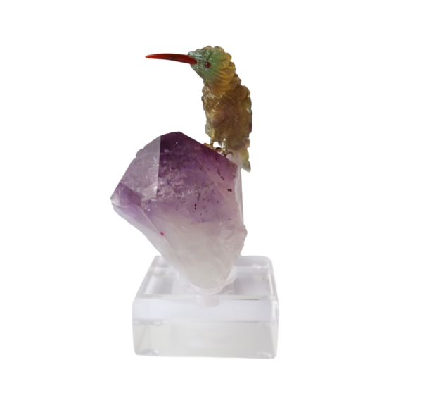 Fluorite hummingbird carving by Peter Muller - Image 2