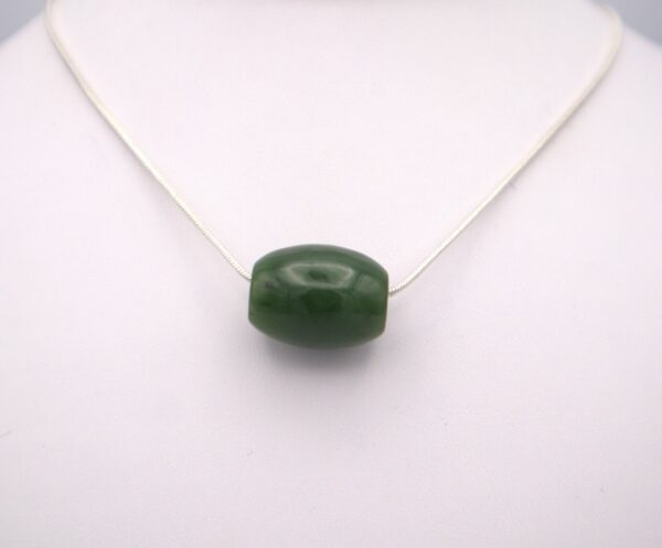 Polar jade barrel bead pendant