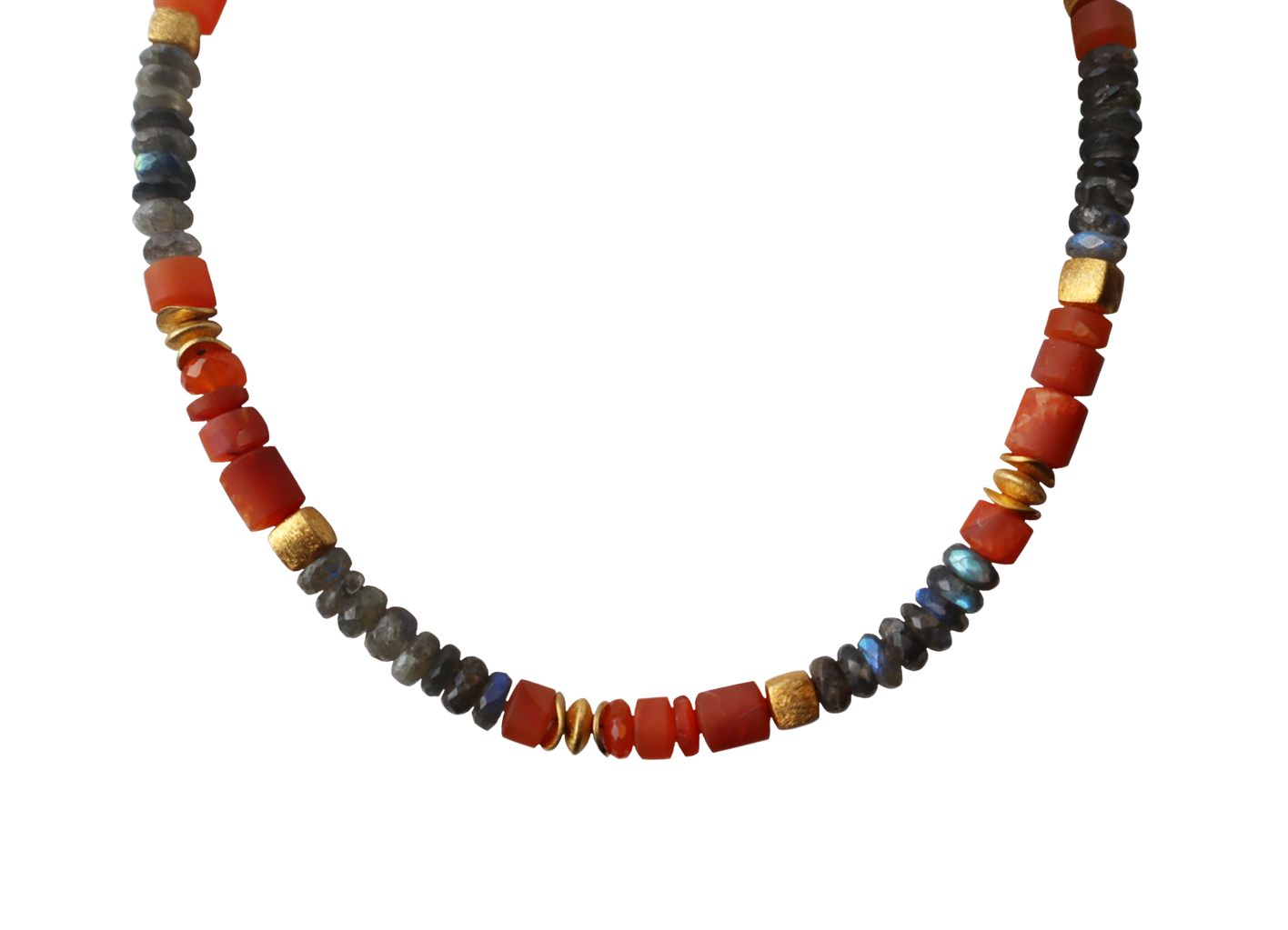 Carnelian and Labradorite chunky necklace