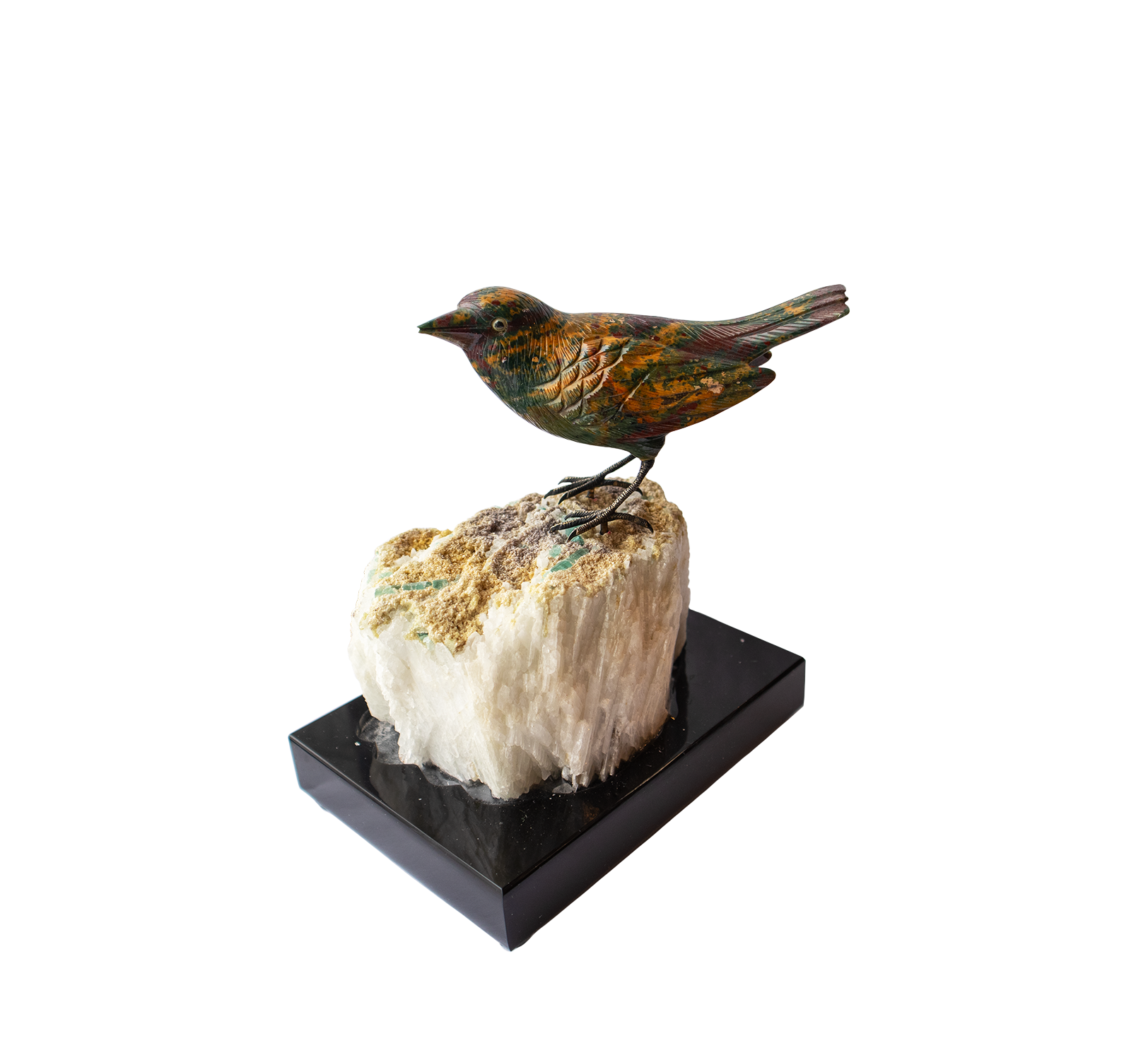 (Deaccessioned) Jasper wren on Tourmaline and Quartz