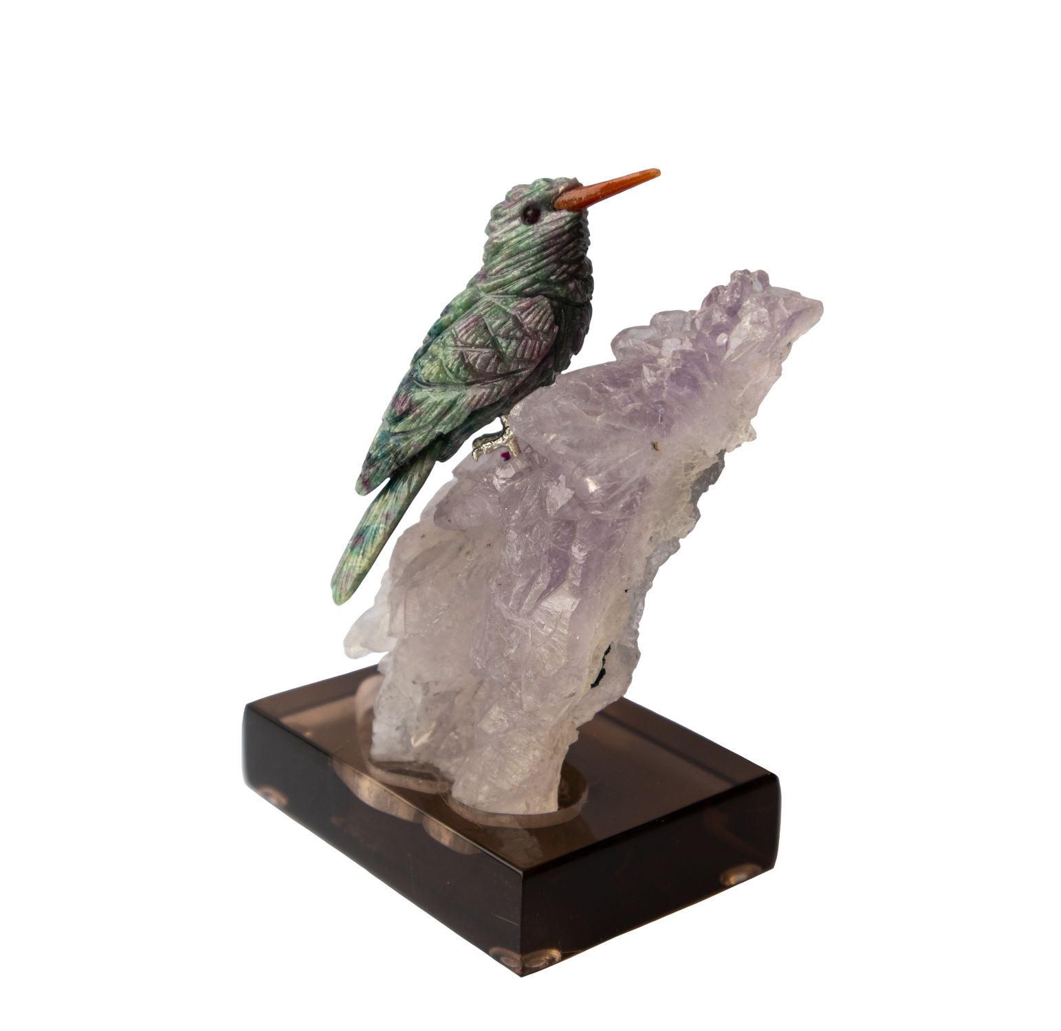 Ruby in Zoisite hummingbird by Peter Muller