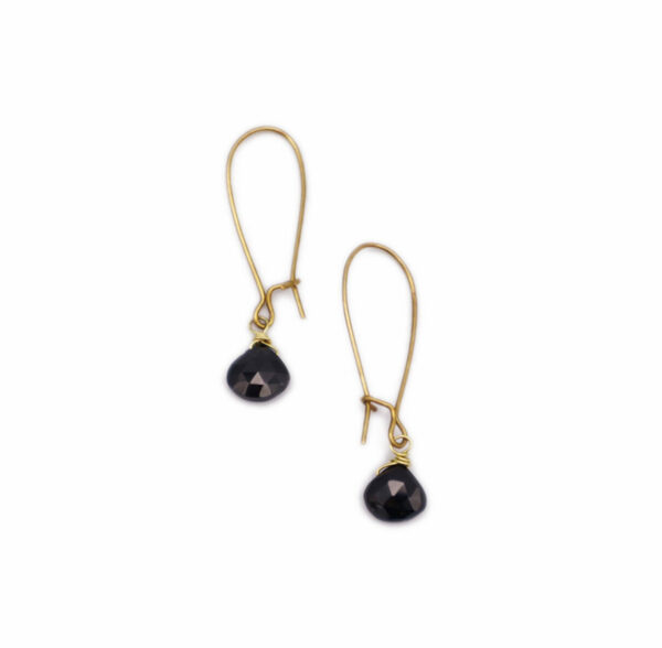 Black Spinel wire drop earrings