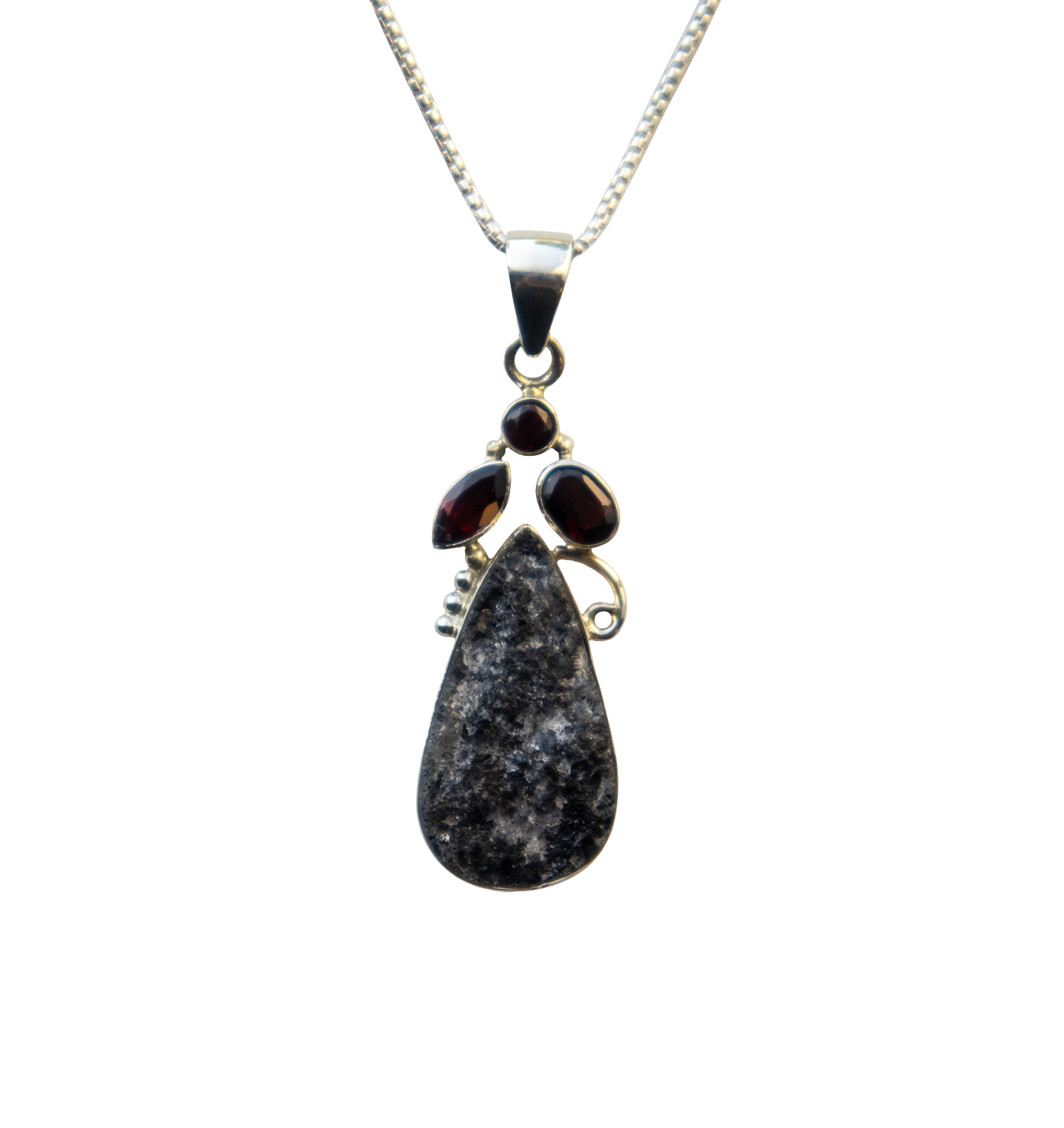Black Tourmaline and Garnet pendant