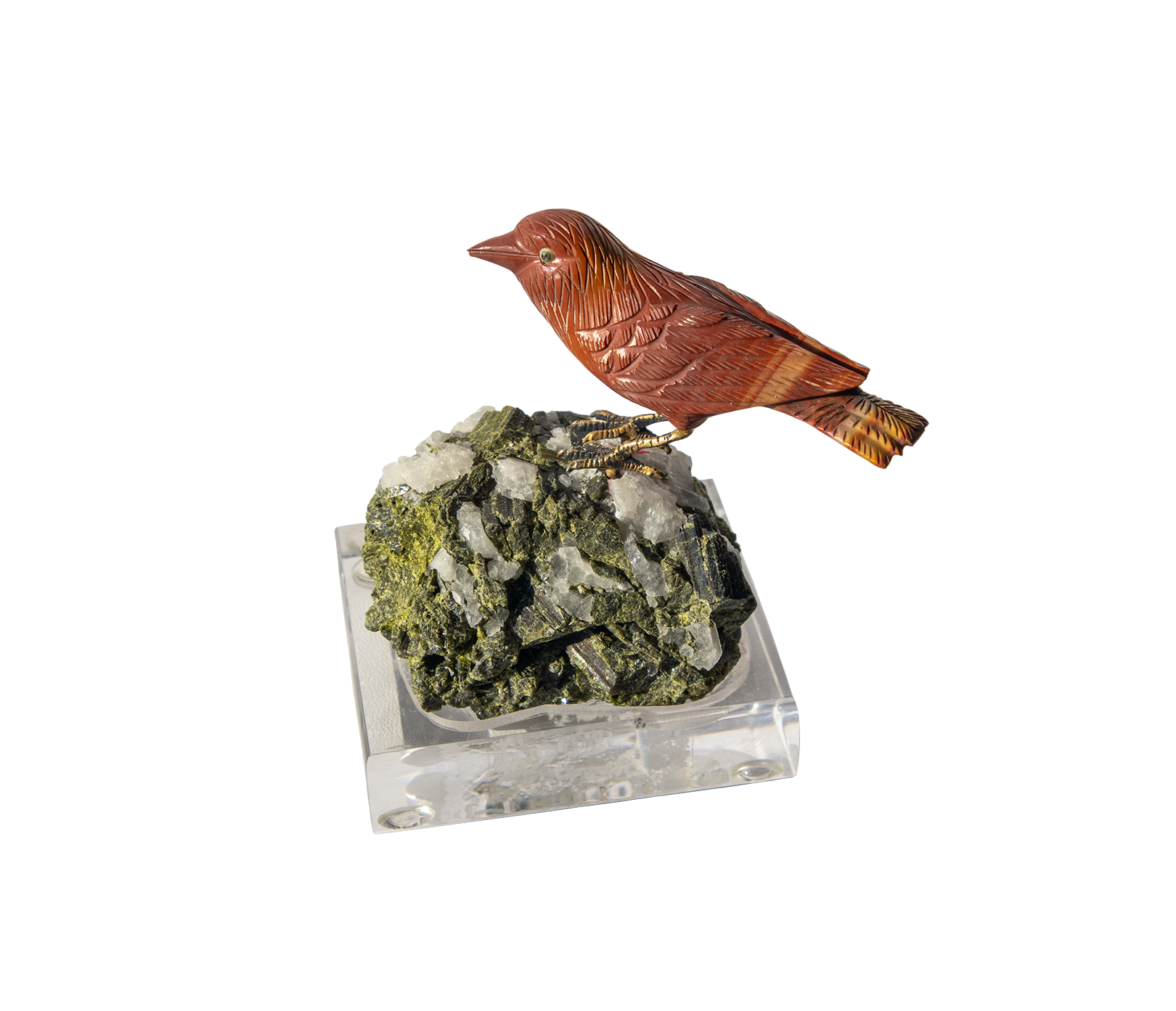 (Deaccessioned) Wonderstone sparrow on green Tourmaline