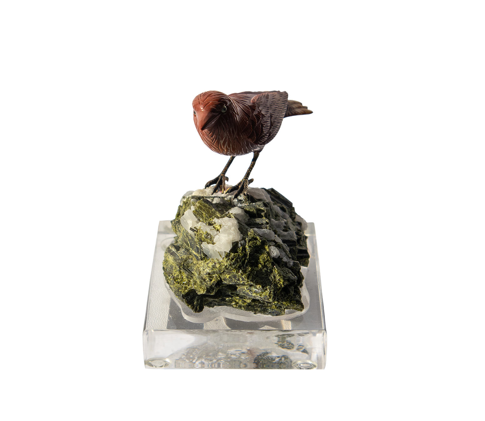 (Deaccessioned) Wonderstone sparrow on green Tourmaline - Image 2