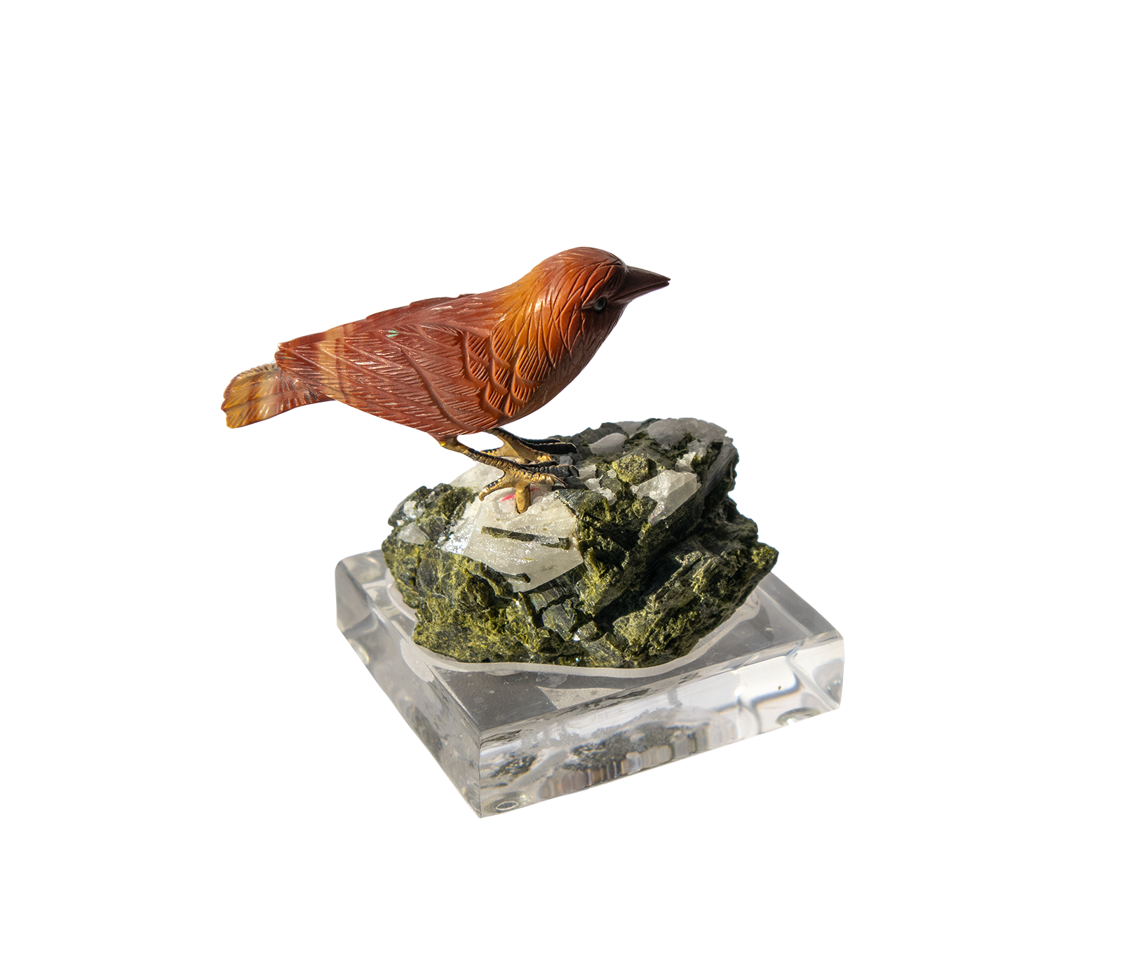(Deaccessioned) Wonderstone sparrow on green Tourmaline - Image 3